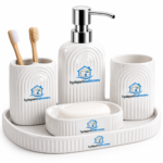 Arc White Ceramic Bathroom Accessories Set Collection - Image 4