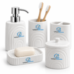 Arc White Ceramic Bathroom Accessories Set Collection - Image 2